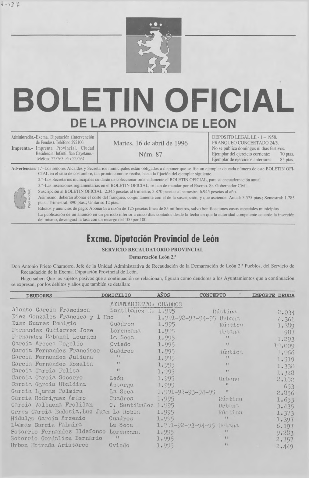 Boletin Oficial De La Provincia De Leon