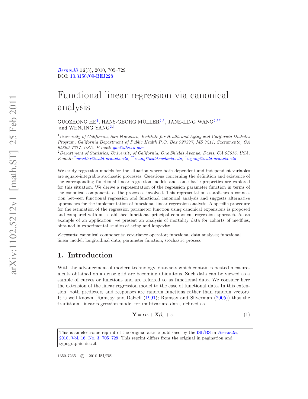 Functional Linear Regression Via Canonical Analysis