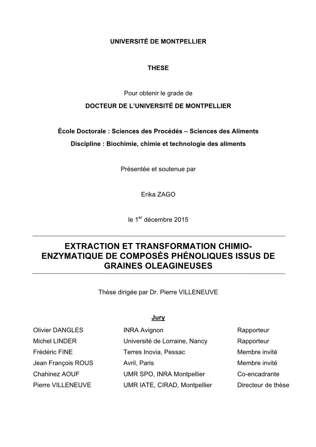 Enzymatique De Composés Phénoliques Issus De Graines Oleagineuses