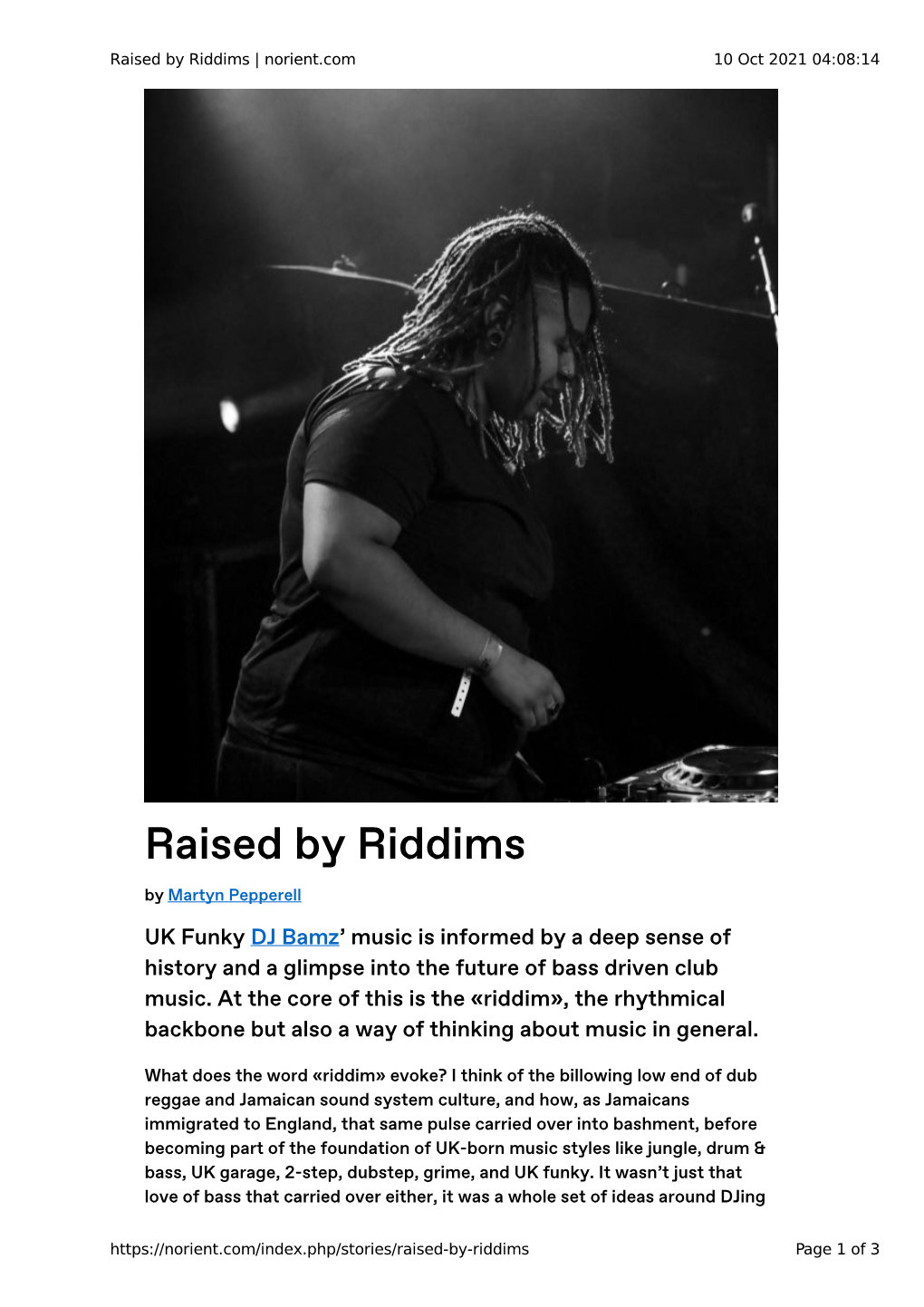 Raised by Riddims | Norient.Com 10 Oct 2021 04:08:14