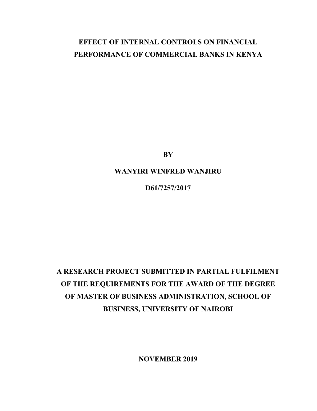 Effect of Internal Controls on Financial Performance of Commercial Banks in Kenya