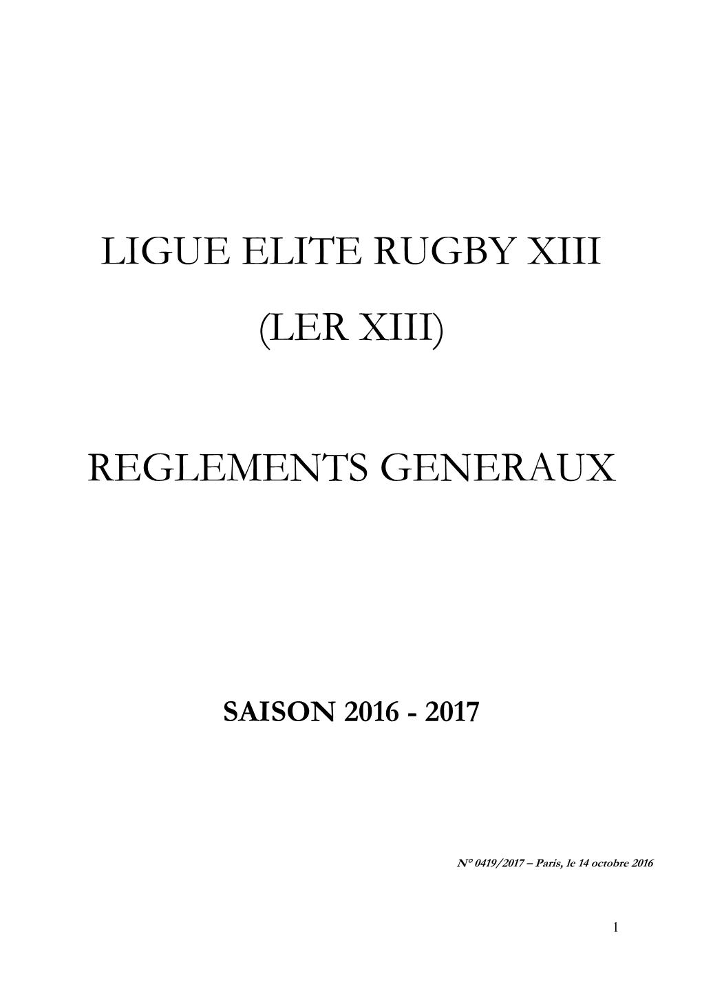 Ligue Elite Rugby Xiii (Ler Xiii)