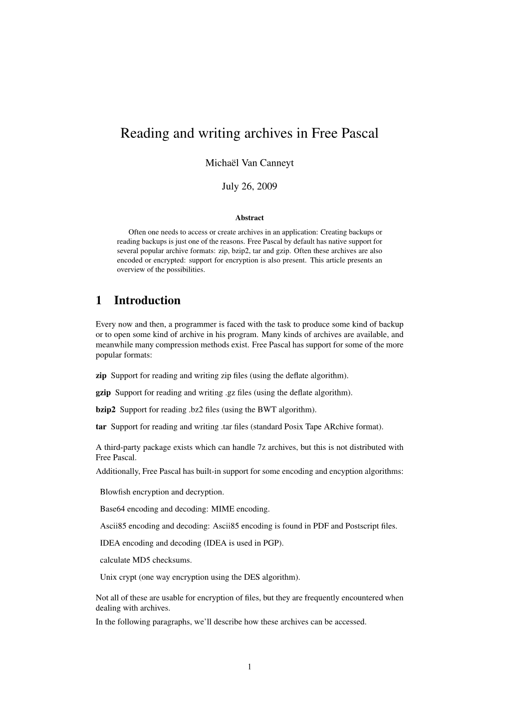 Reading and Writing Archives in Free Pascal