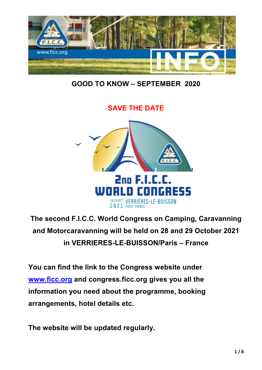 The Second FICC World Congress on Camping, Caravanning