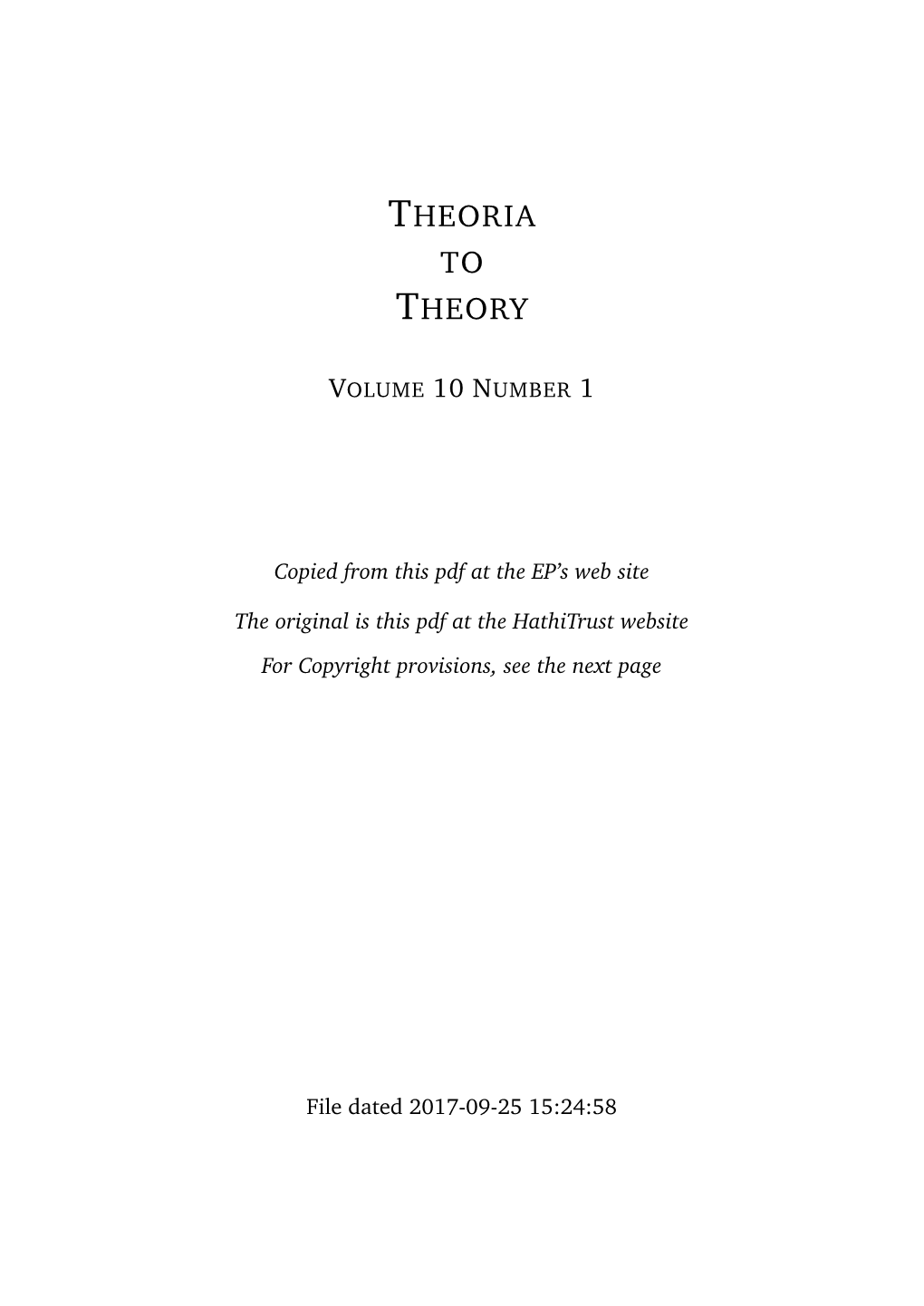 Theoria to Theory