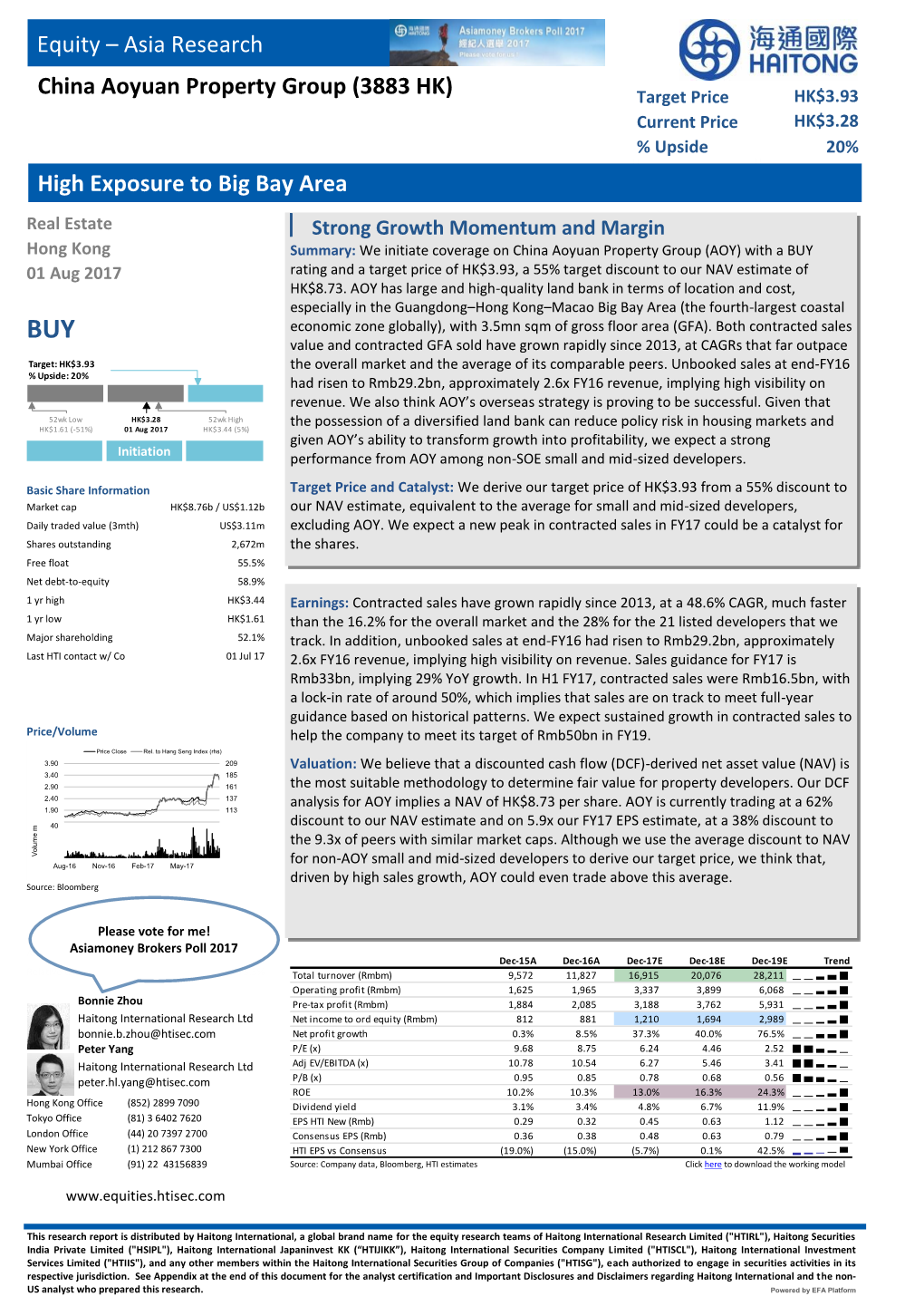 Equity – Asia Research China Aoyuan Property Group (3883 HK) High Exposure to Big Bay Area