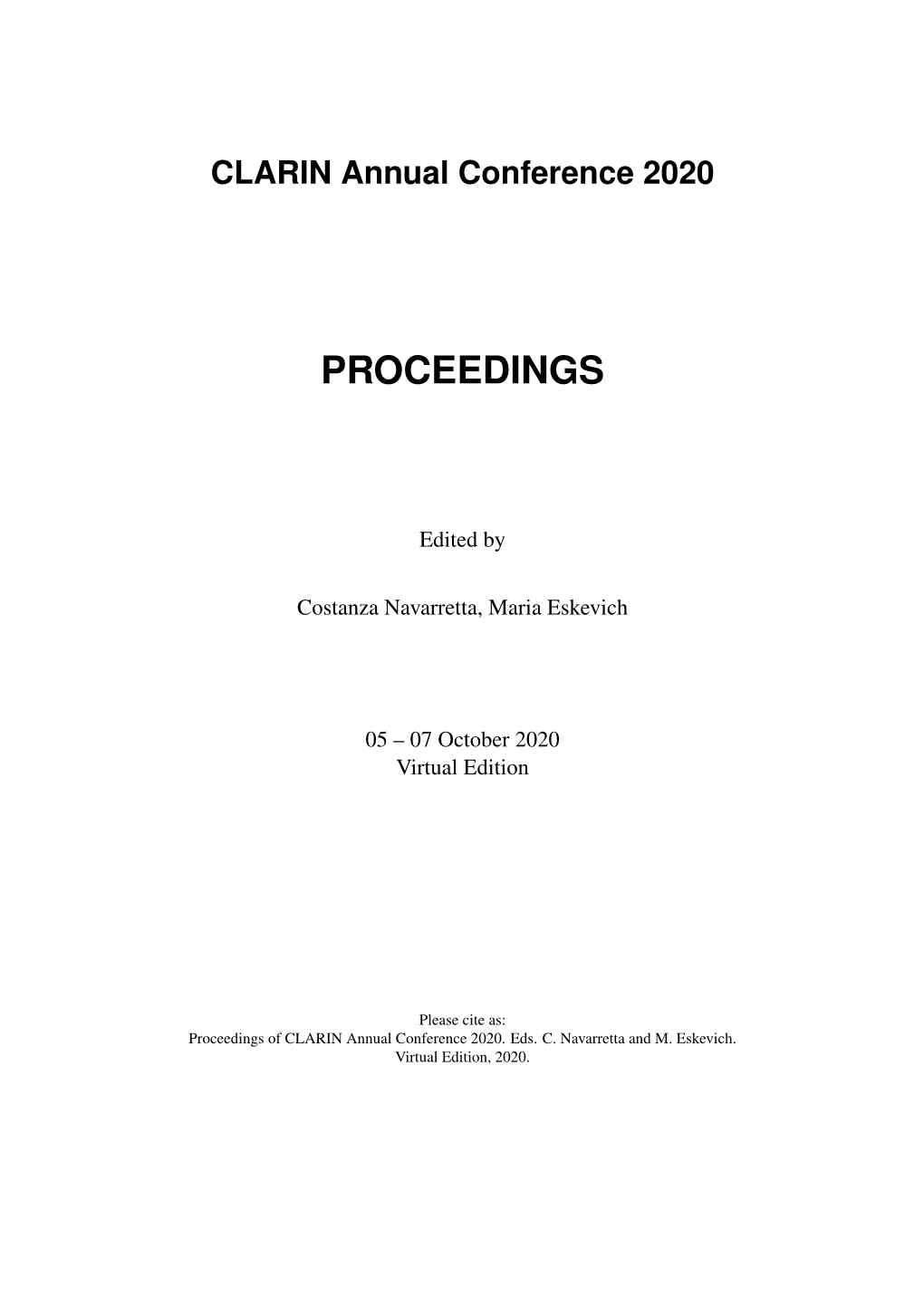 Proceedings of CLARIN Annual Conference 2020