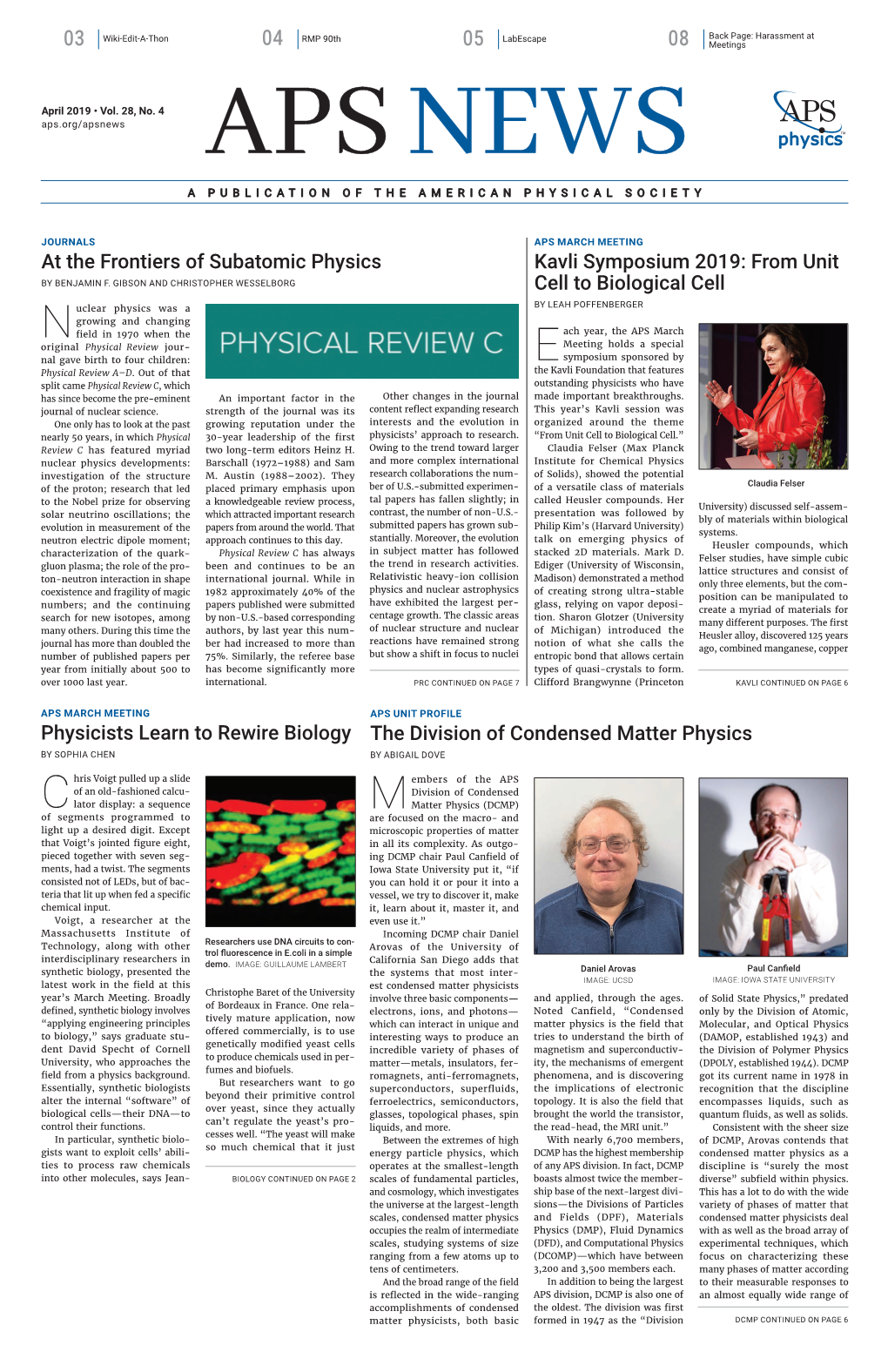 APS News April 2019, Vol. 28, No. 4