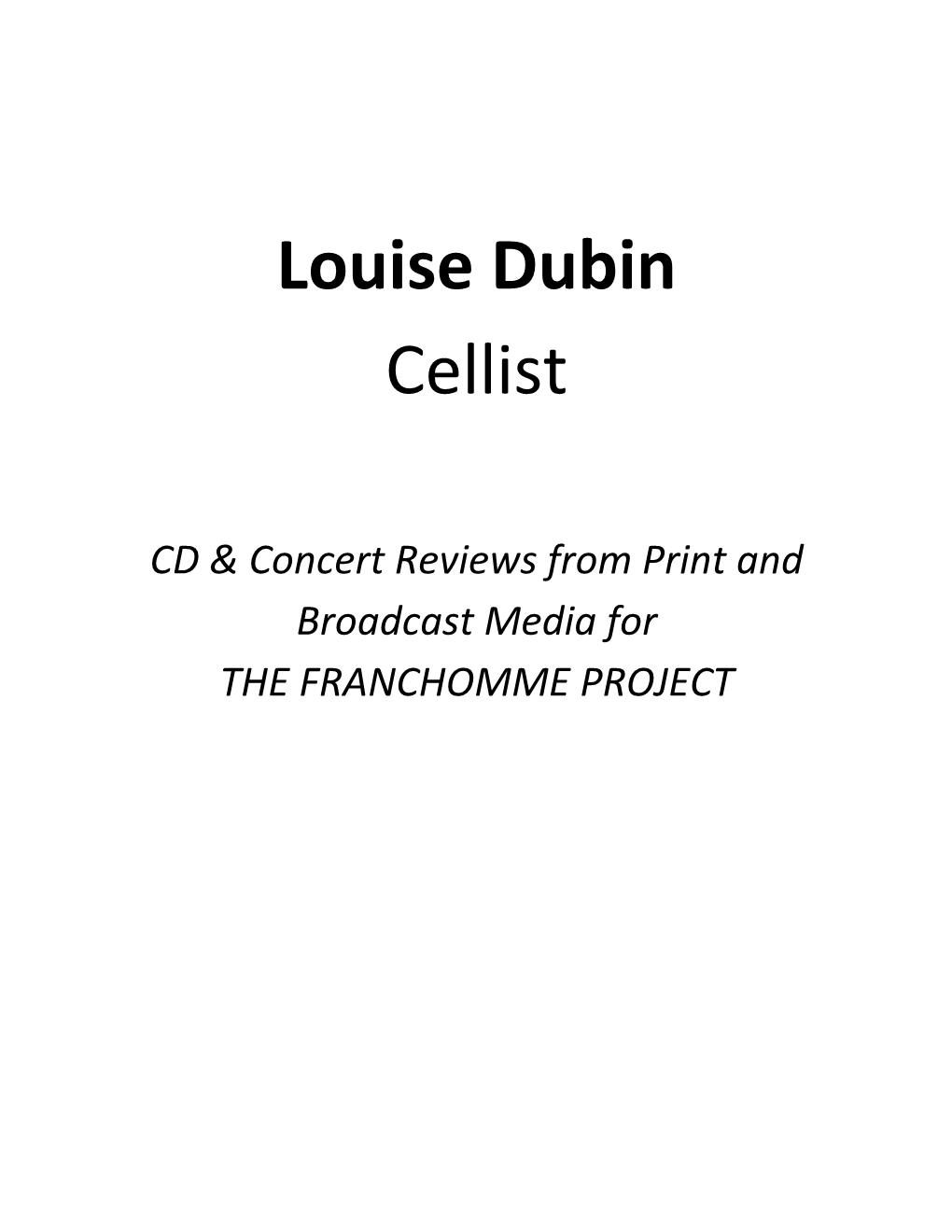 Louise Dubin Cellist