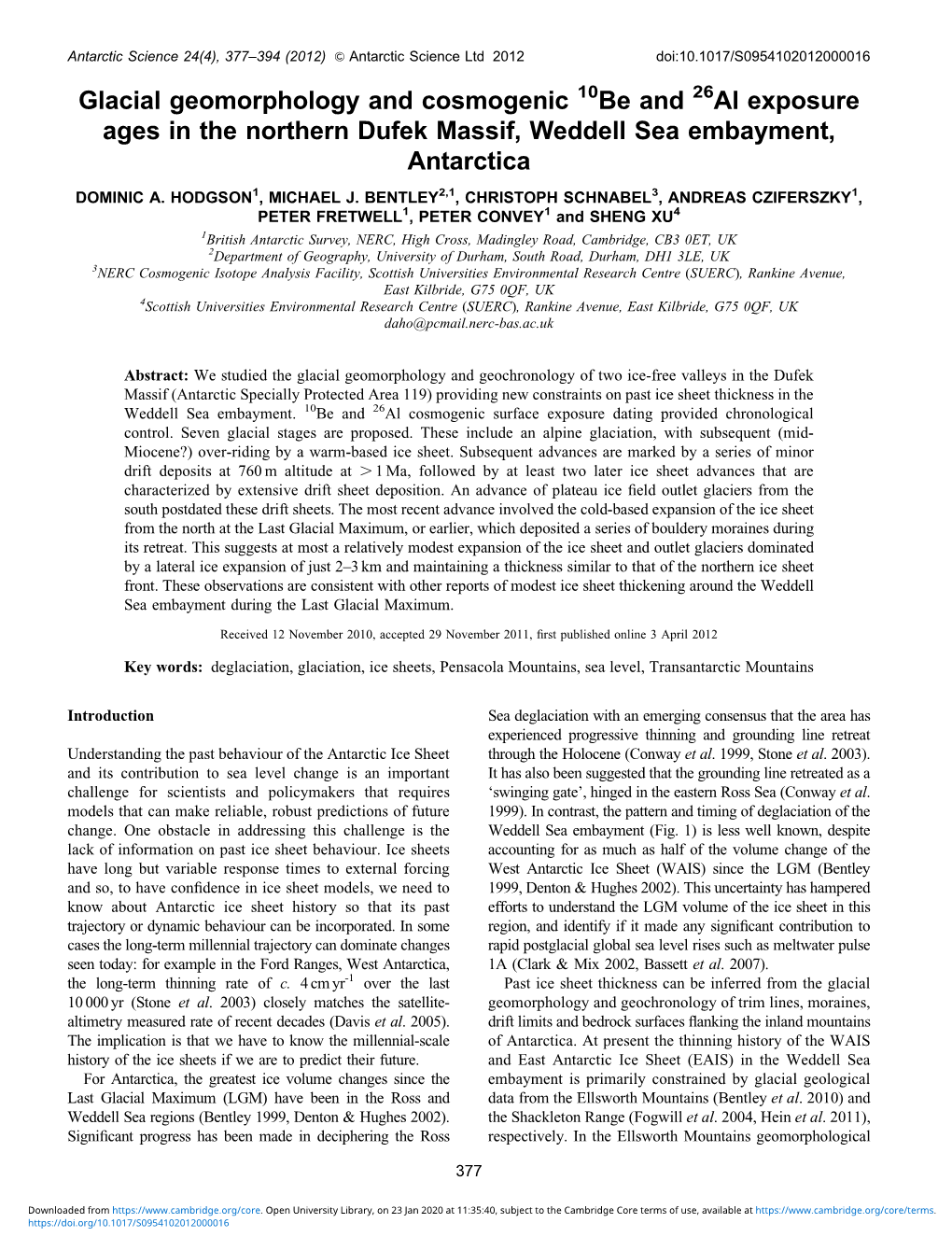 Glacial Geomorphology and Cosmogenic Be and Al Exposure