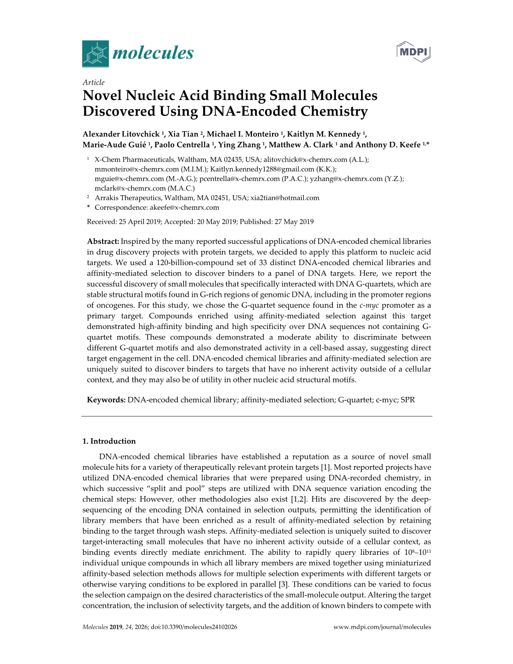 Novel Nucleic Acid Binding Small Molecules Discovered Using DNA‐Encoded Chemistry