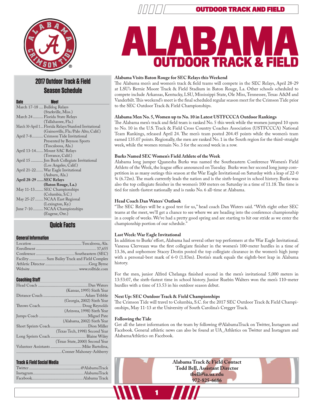Outdoor Track & Field Notes