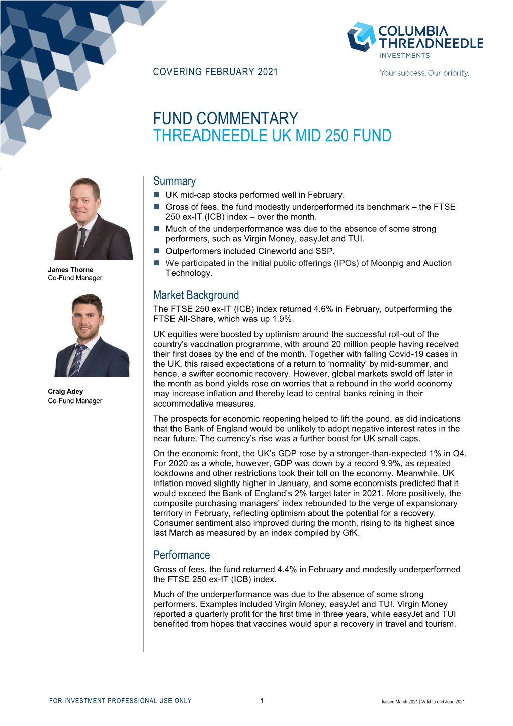 Fund Commentary Threadneedle Uk Mid 250 Fund