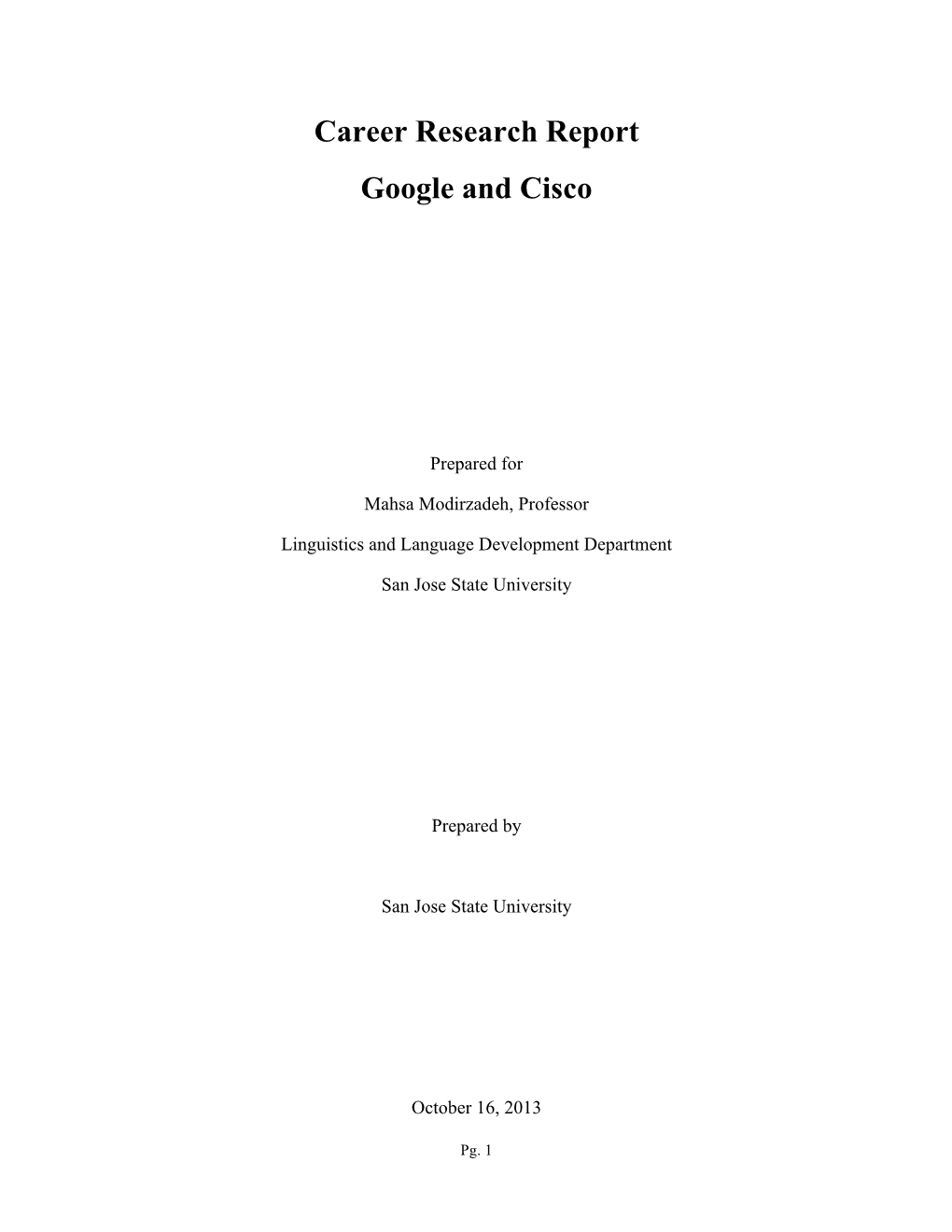 Career Research Report Google and Cisco