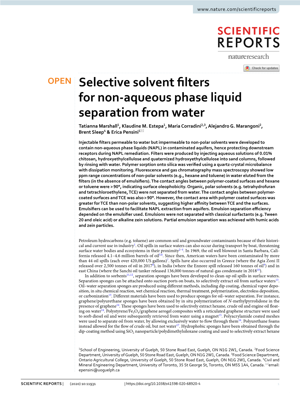 Selective Solvent Filters for Non-Aqueous Phase Liquid