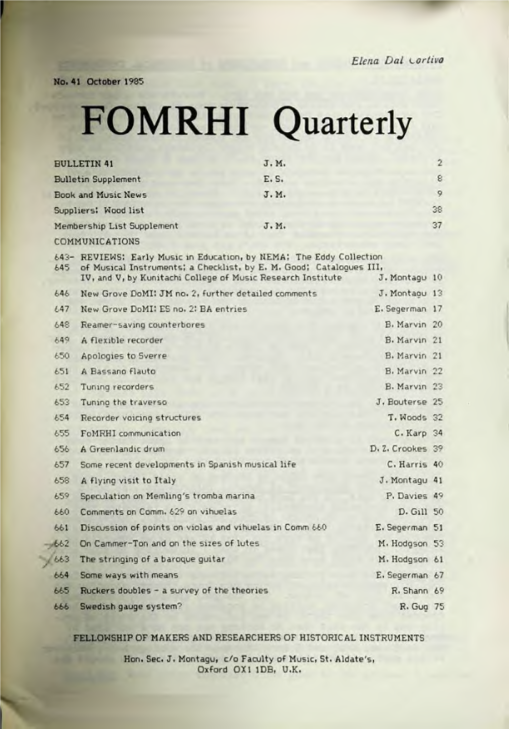 FOMRHI Quarterly