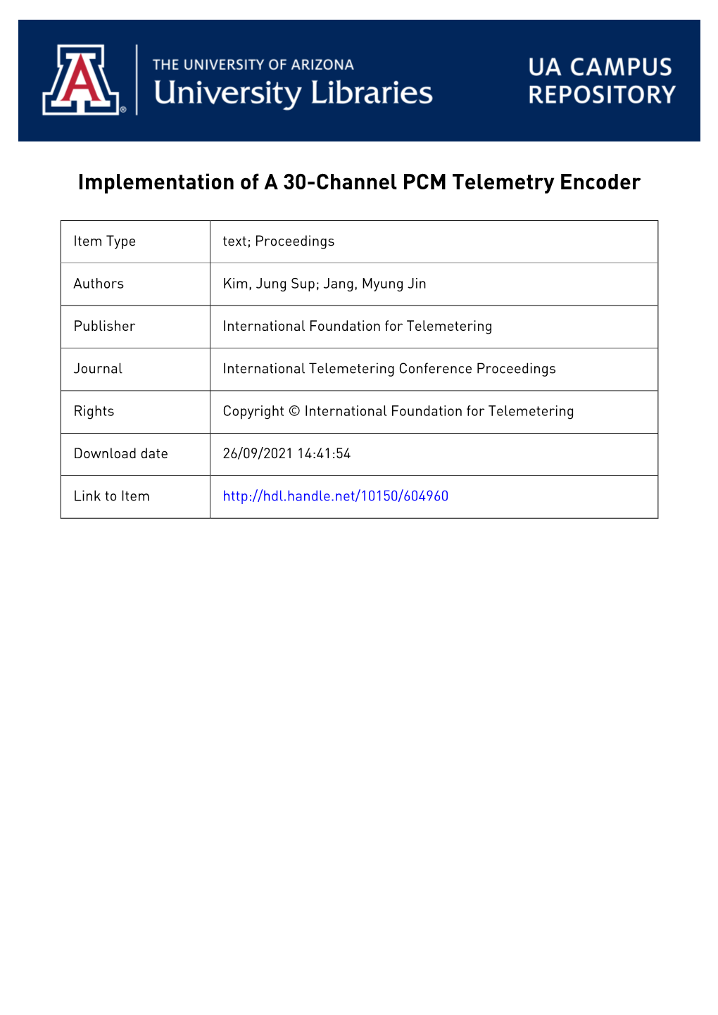 Implementation of a 30-Channel PCM Telemetry Encoder
