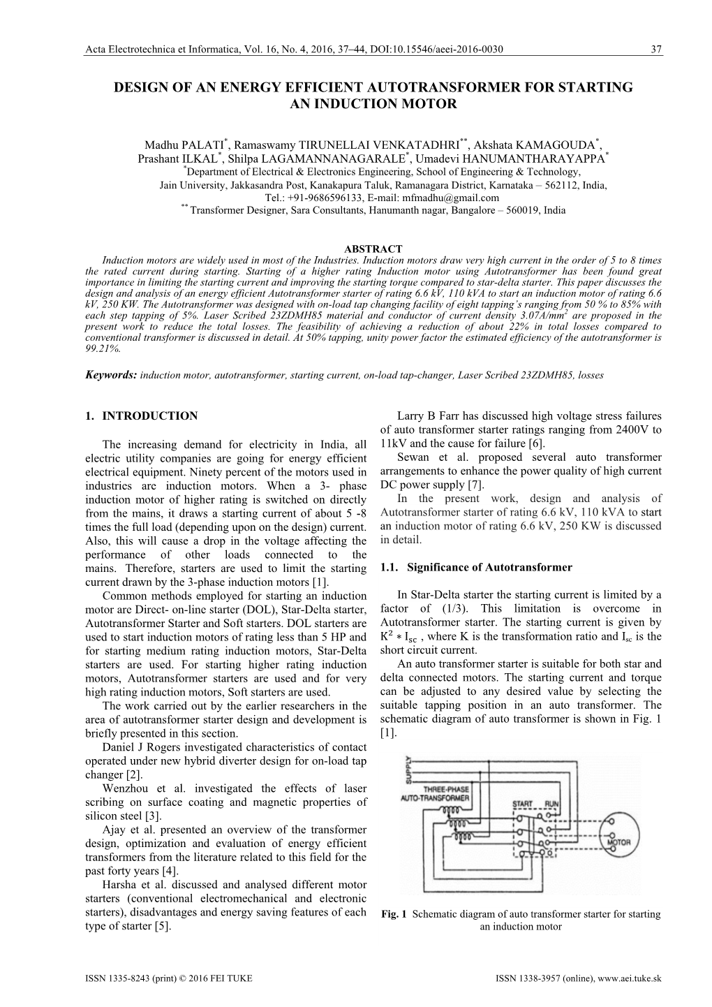 Design of an Energy Efficient Autotransformer for Starting an Induction Motor