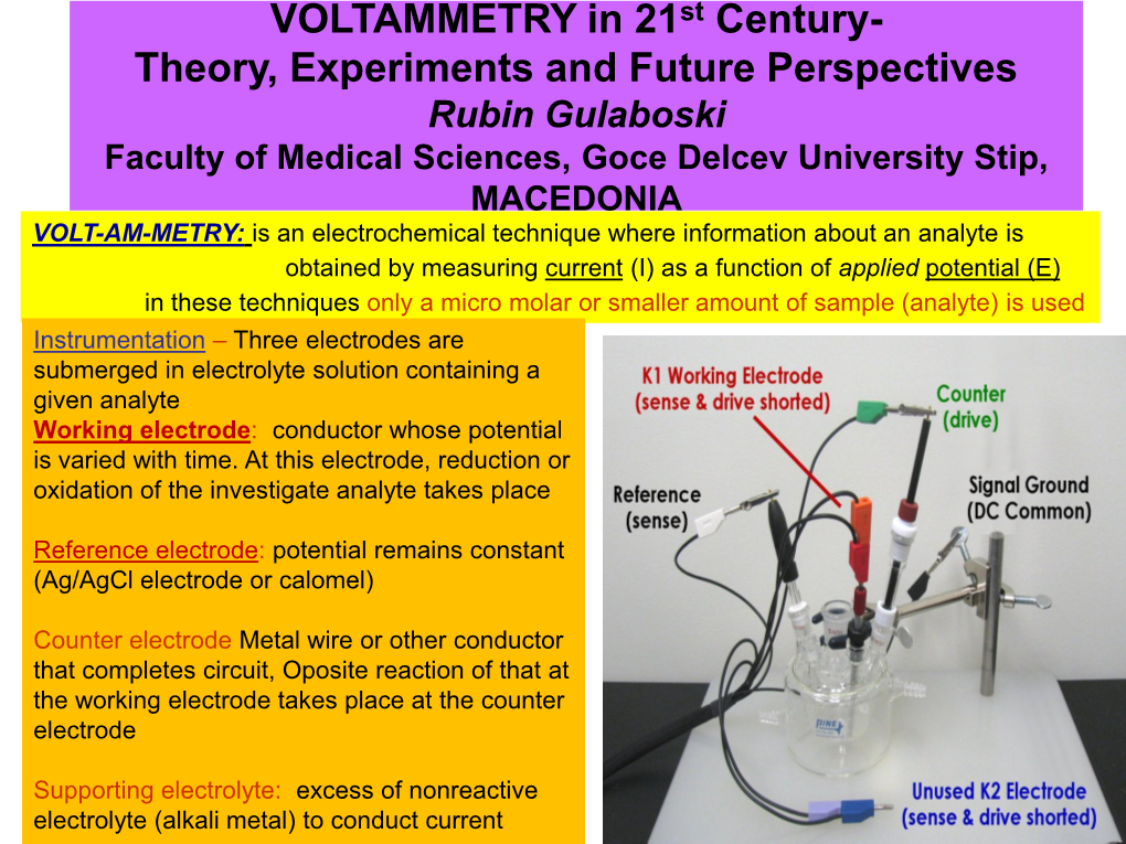 VOLTAMMETRY in 21St Century- Theory, Experiments and Future