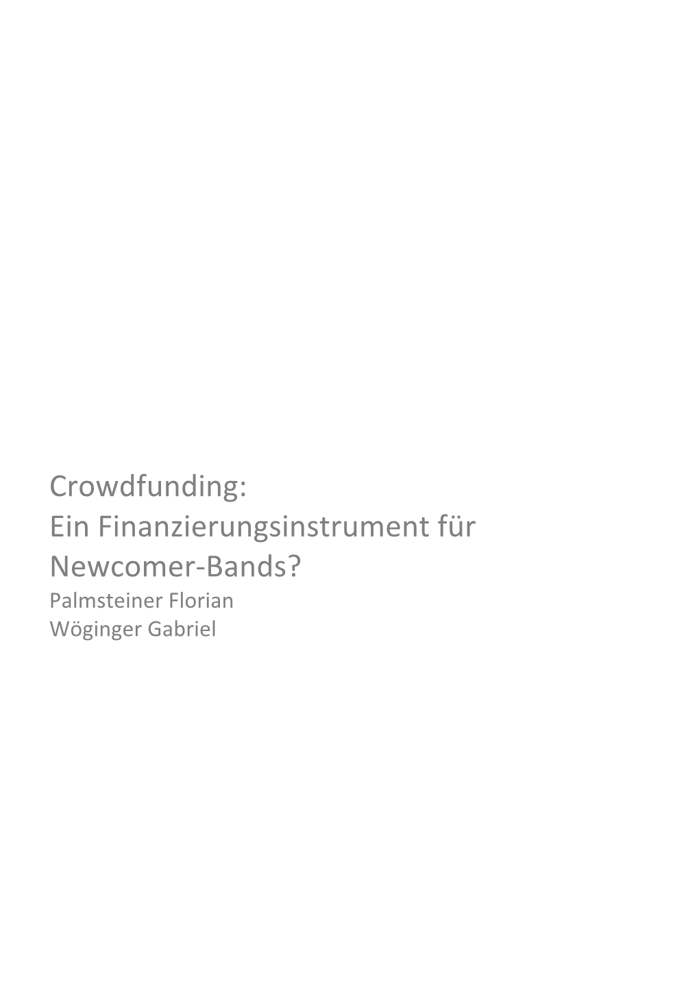 Bachelorarbeit Zum Thema Crowdfunding