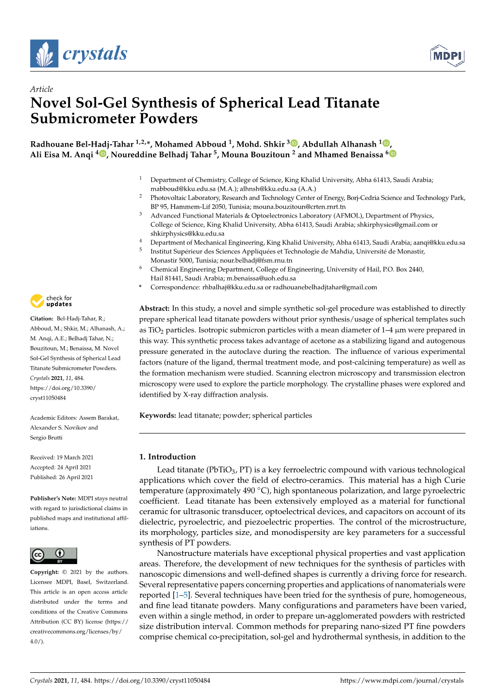 Novel Sol-Gel Synthesis of Spherical Lead Titanate Submicrometer Powders