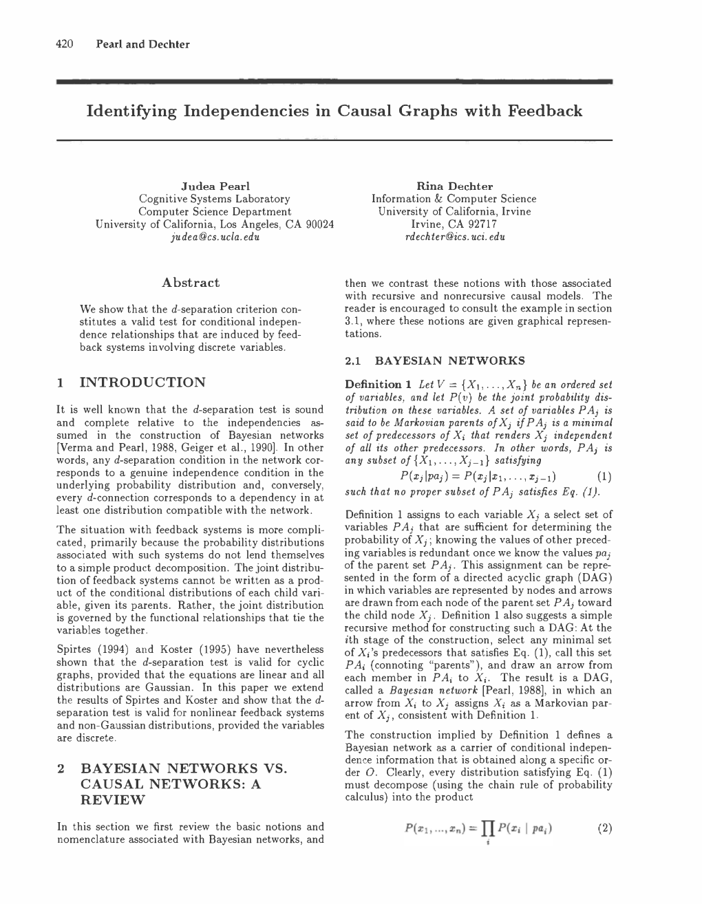 Identifying Independencies in Causal Graphs with Feedback P Aj