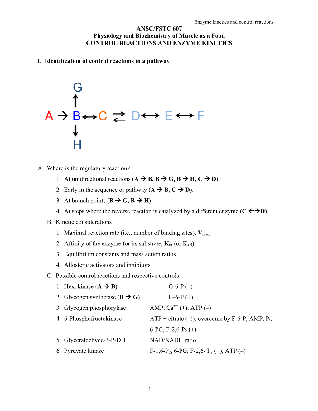 7. Enzyme Kinetics and Control Rxns