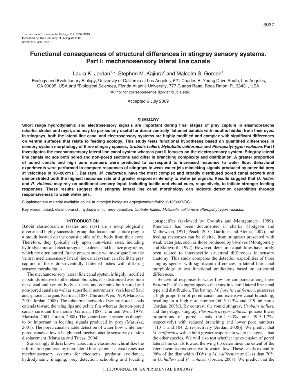 Mechanosensory Lateral Line Canals