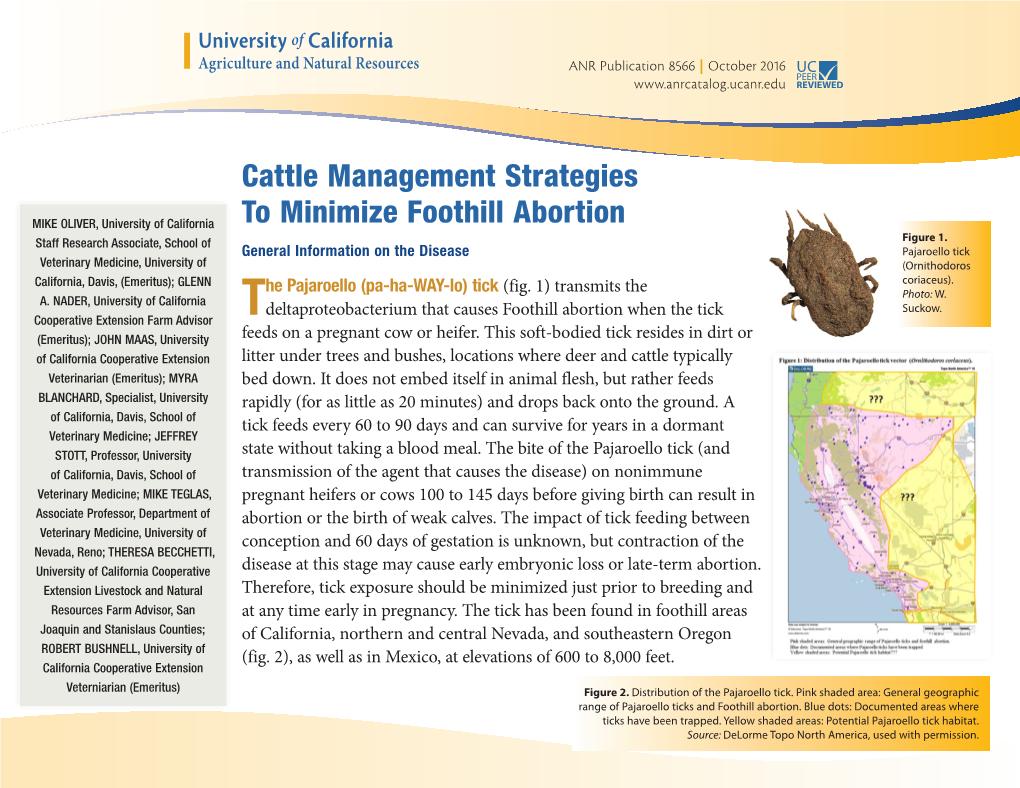 Cattle Management Strategies to Minimize Foothill Abortion | October 2016 | 2