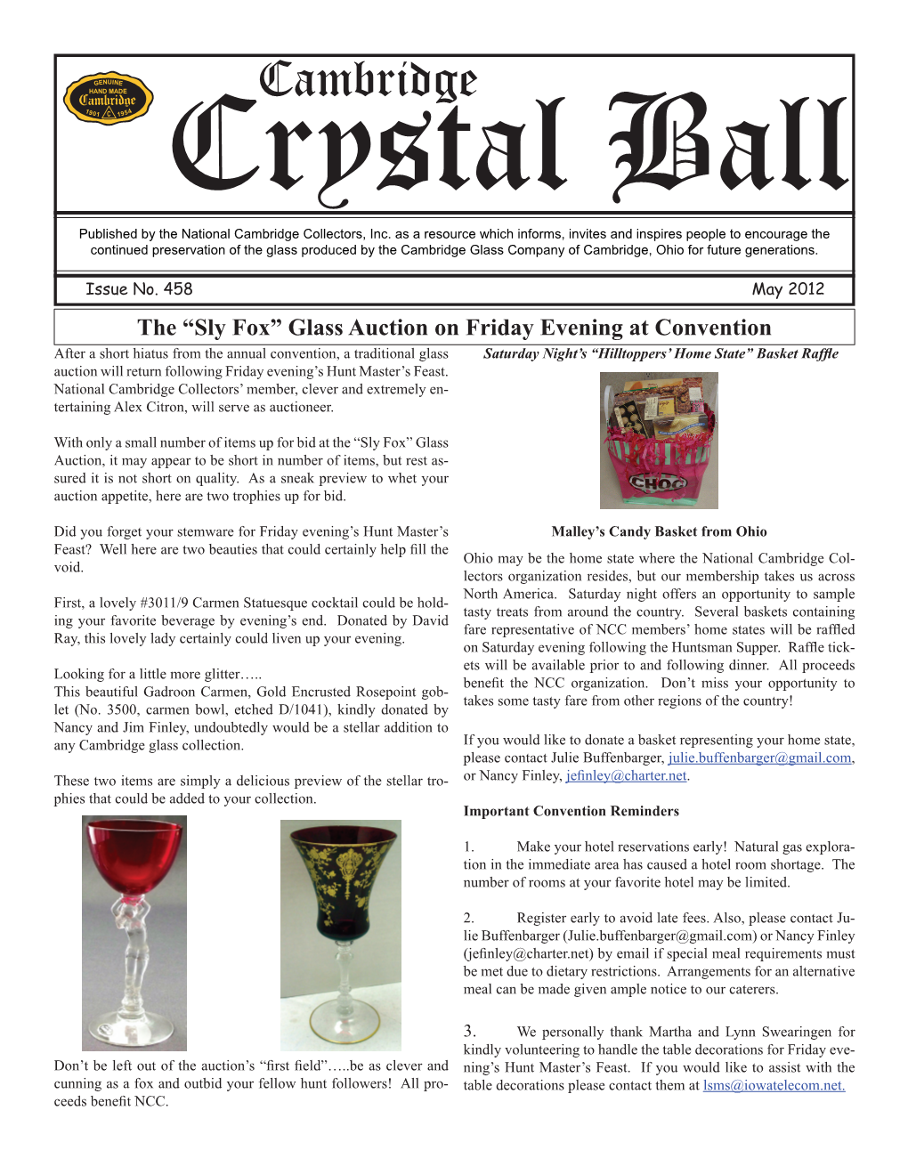 Crystal Ball Published by the National Cambridge Collectors, Inc