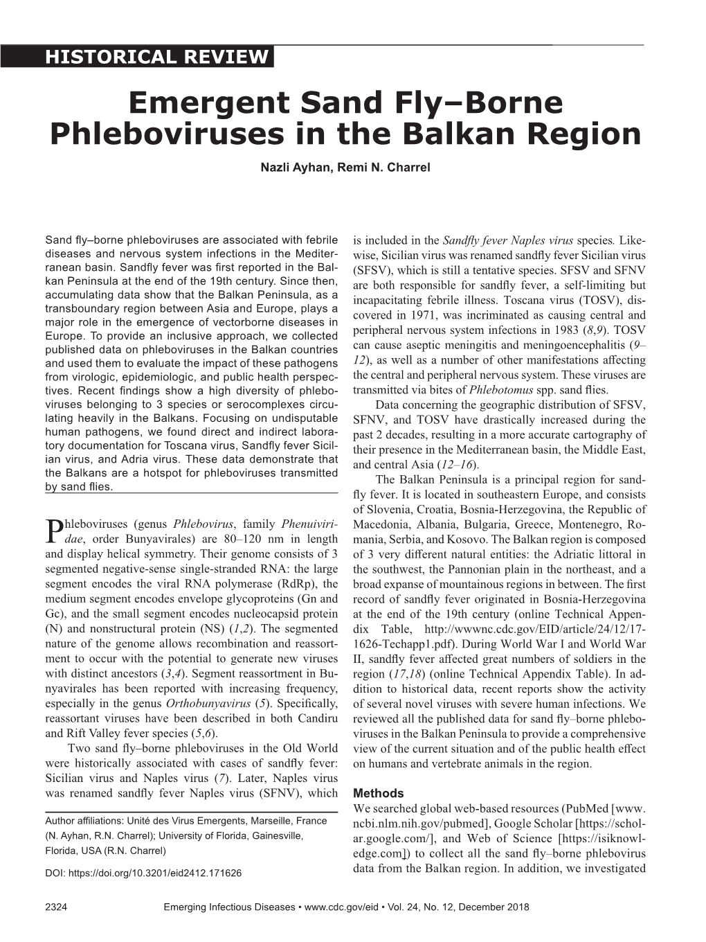 Emergent Sand Fly-Borne Phleboviruses in the Balkan Region