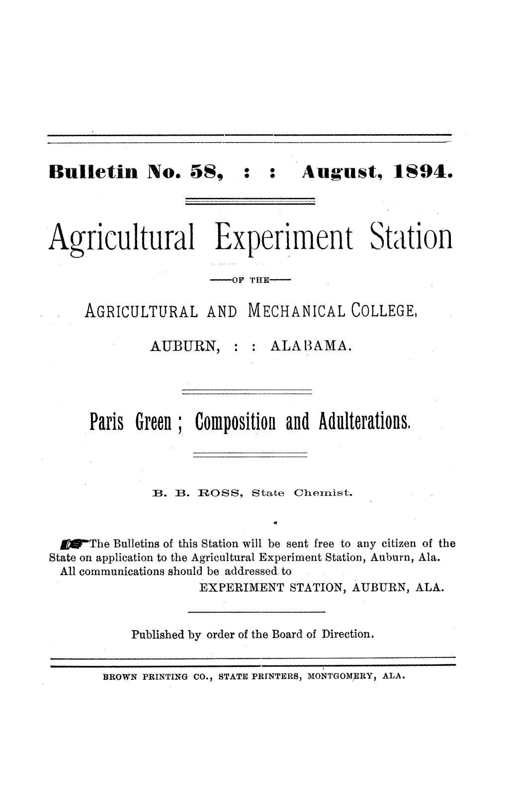 Agricultura1 Experiment Station