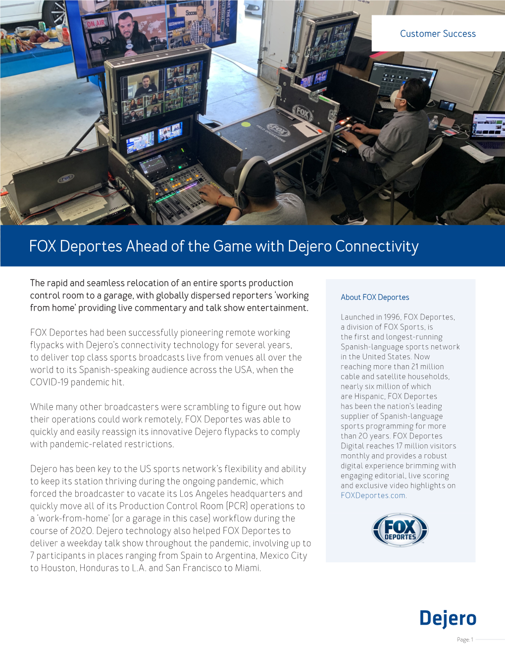 FOX Deportes Ahead of the Game with Dejero Connectivity