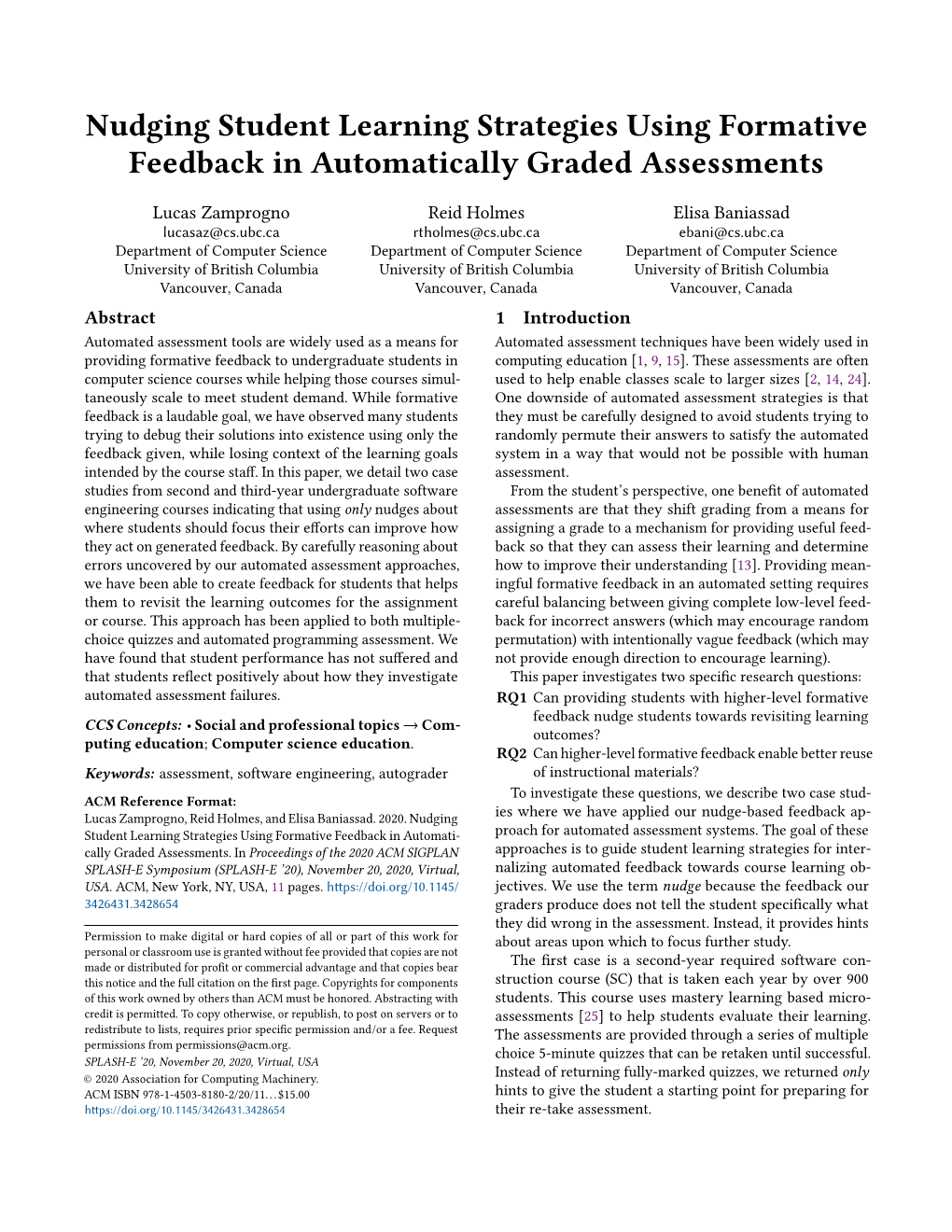 Nudging Student Learning Strategies Using Formative Feedback in Automatically Graded Assessments