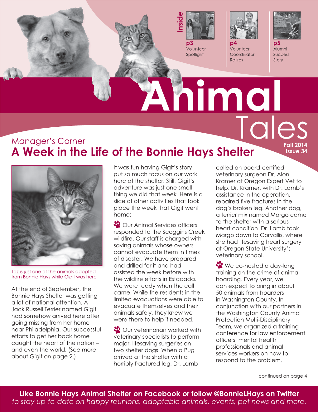 A Week in the Life of the Bonnie Hays Shelter Issue 34