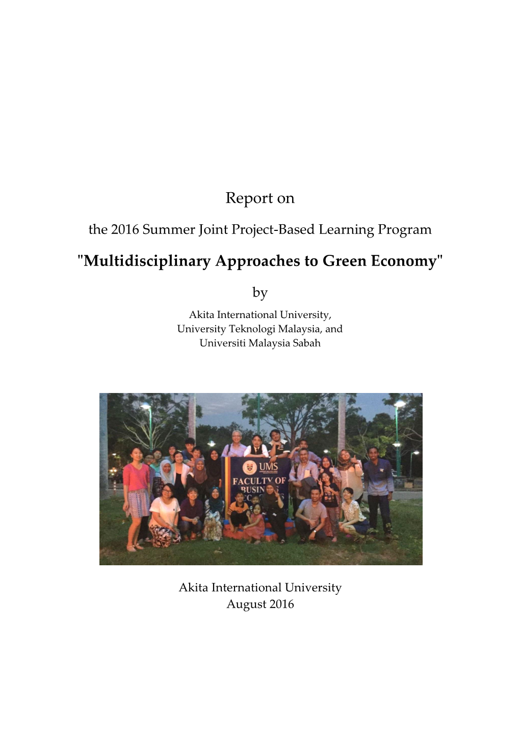 Report on "Multidisciplinary Approaches to Green Economy"