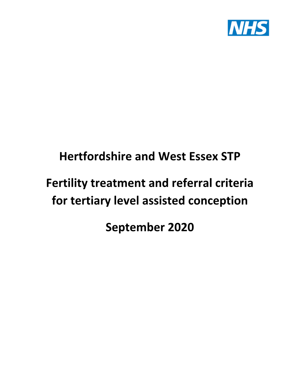 Hertfordshire and West Essex STP Fertility Treatment and Referral