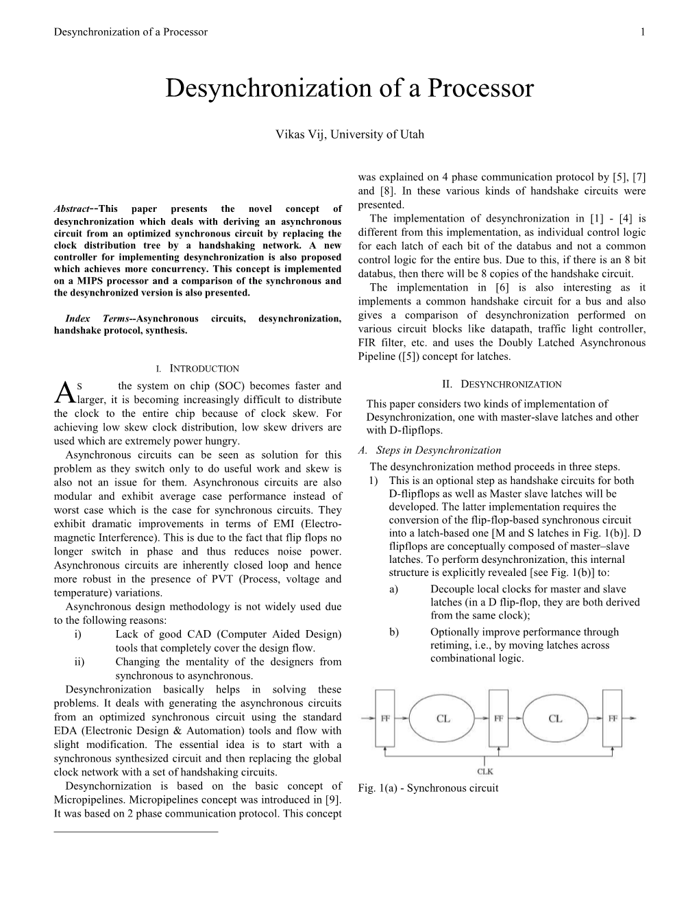 Desynchronization of a Processor 1