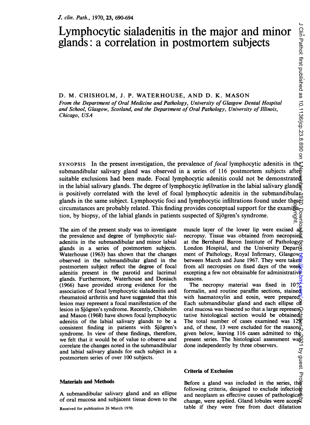 Glands: a Correlation in Postmortem Subjects