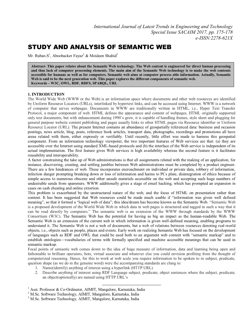 Study and Analysis of Semantic Web