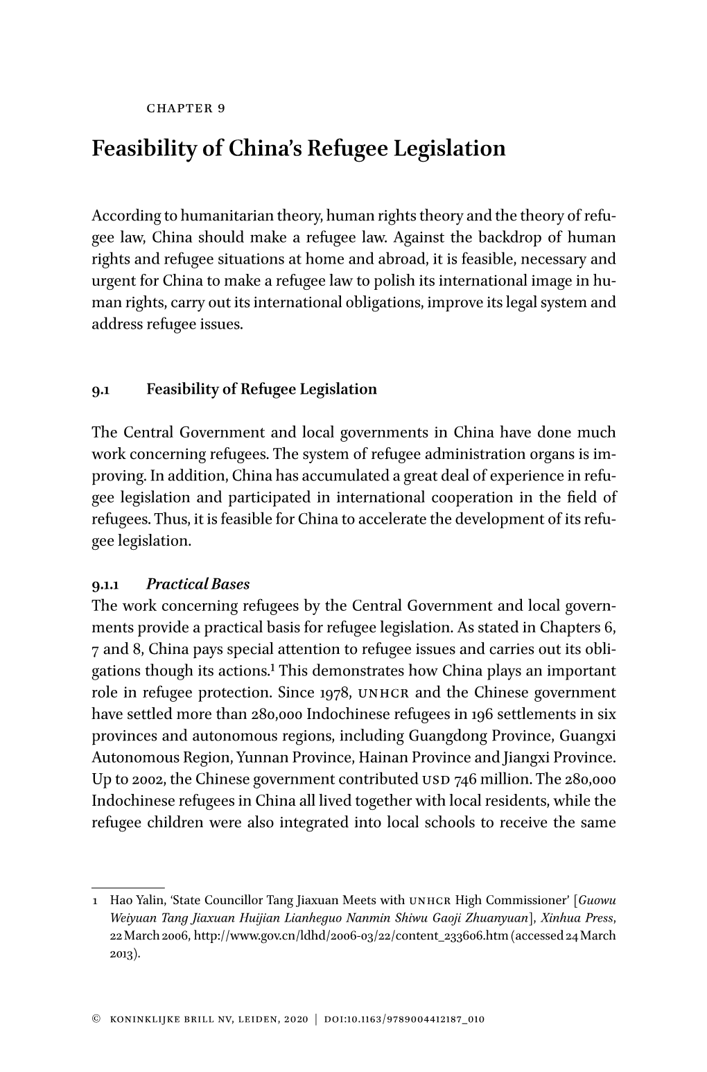 Feasibility of China's Refugee Legislation