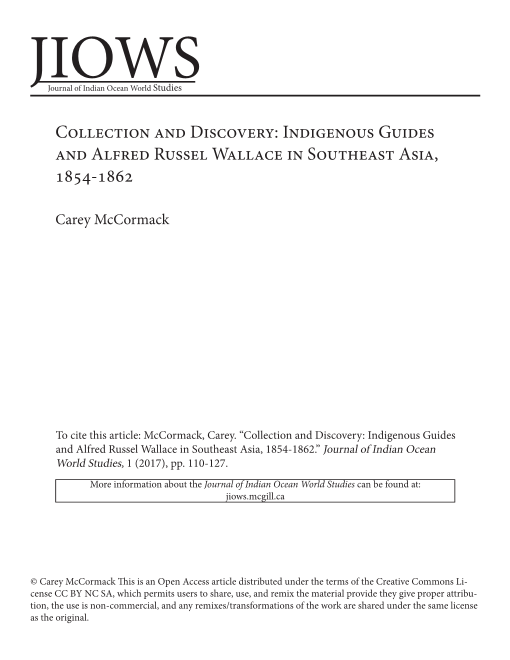 Indigenous Guides and Alfred Russel Wallace in Southeast Asia, 1854-1862