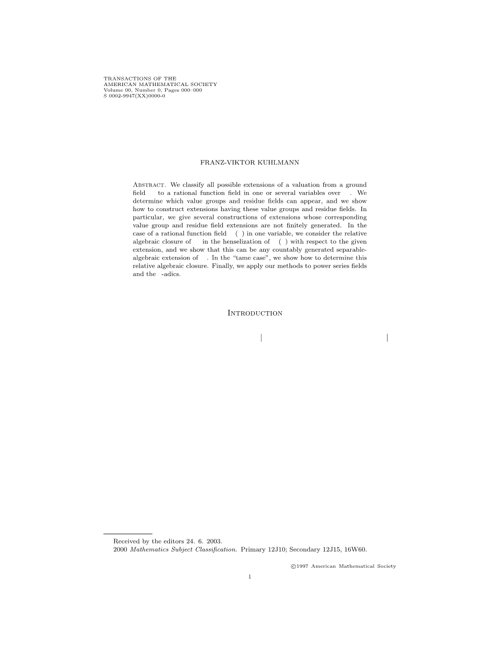 Value Groups, Residue Fields and Bad Places of Rational Function Fields