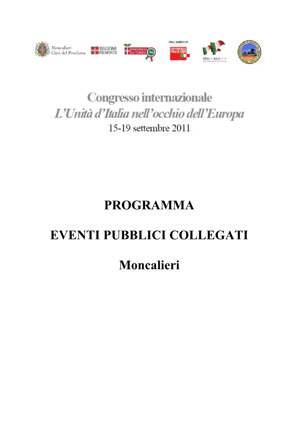 PROGRAMMA EVENTI PUBBLICI COLLEGATI Moncalieri