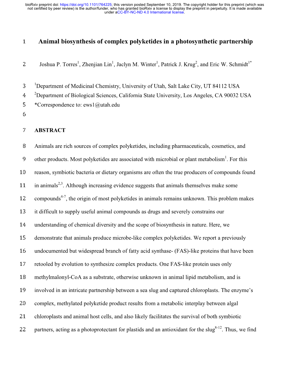 Animal Biosynthesis of Complex Polyketides in a Photosynthetic Partnership