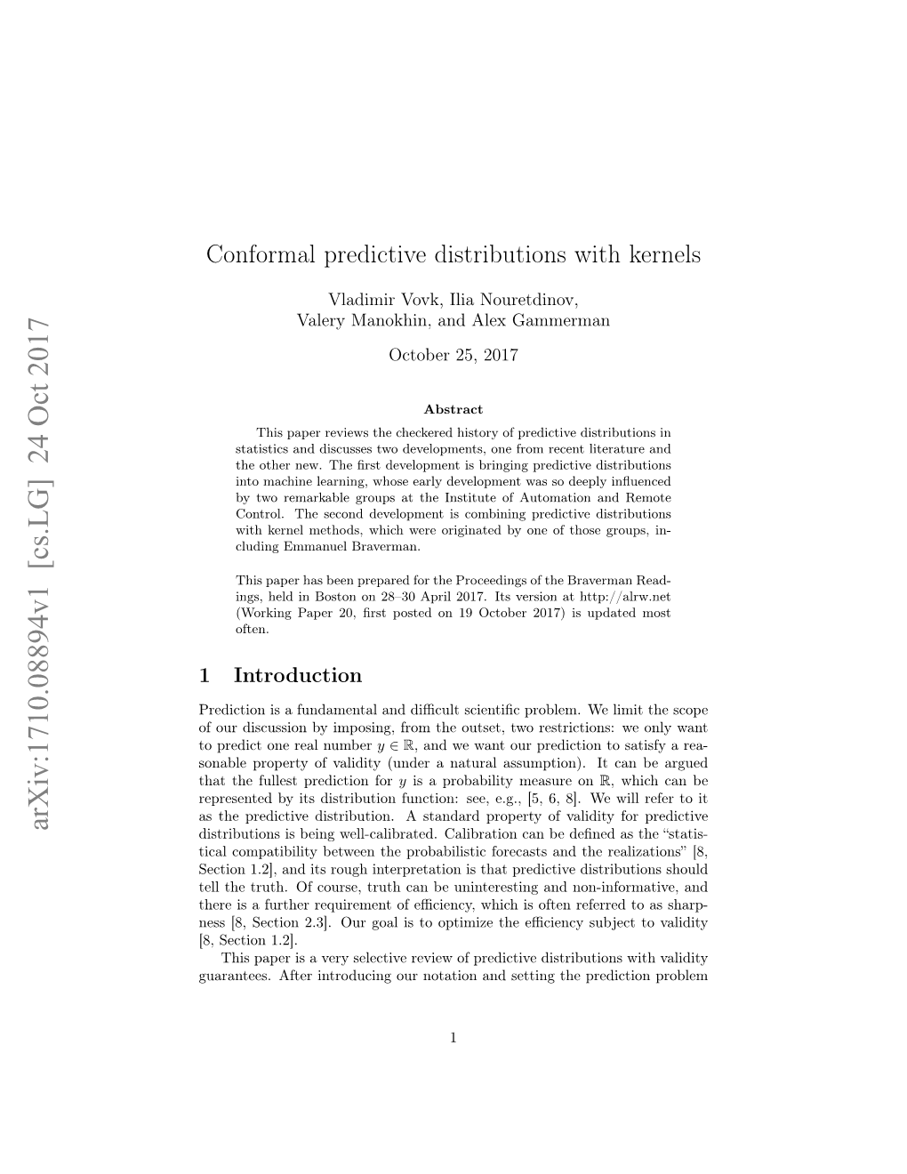 Conformal Predictive Distributions with Kernels