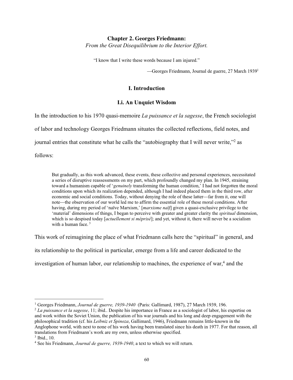 Chapter 2. Georges Friedmann: from the Great Disequilibrium to the Interior Effort