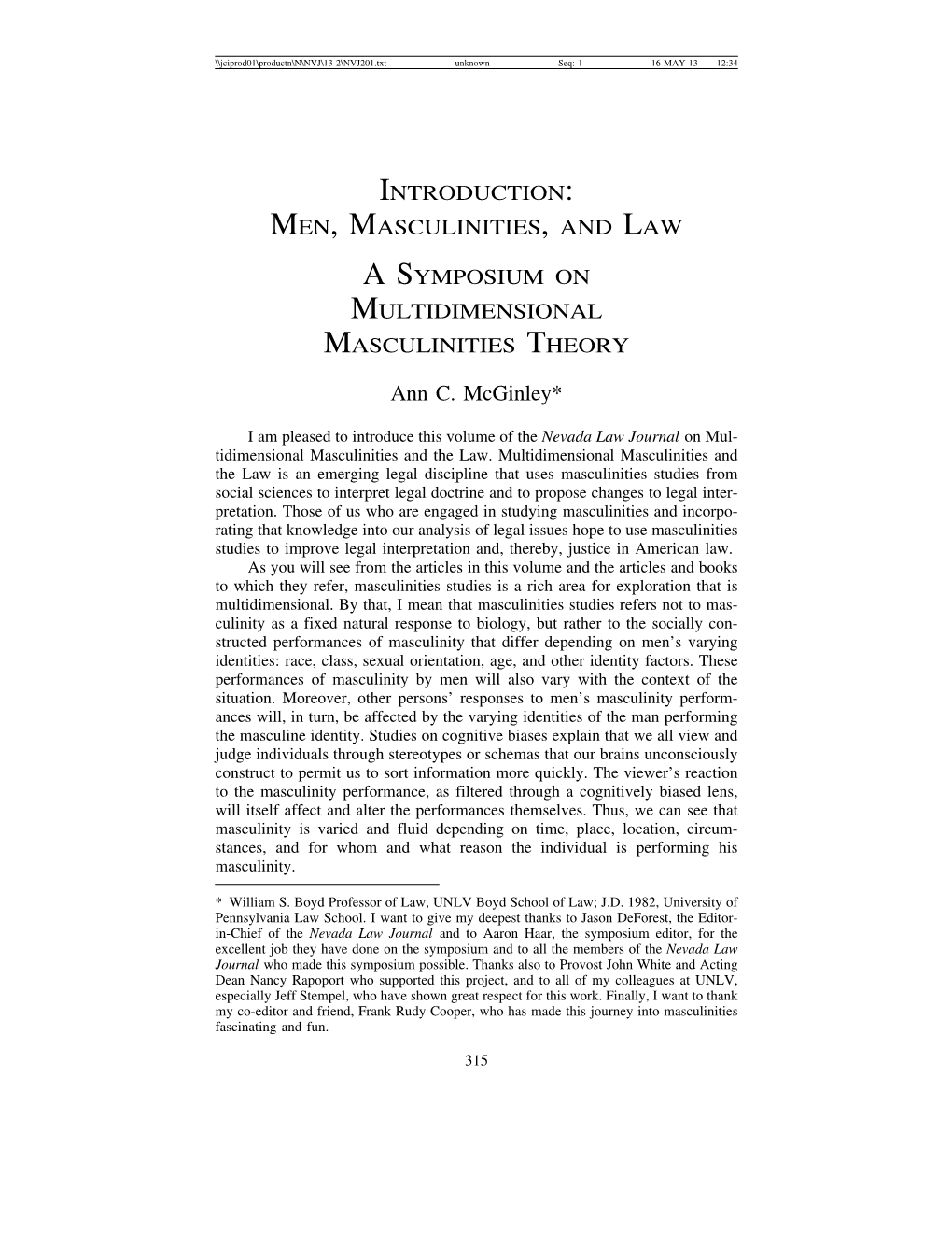 Introduction: Men, Masculinities, and Law