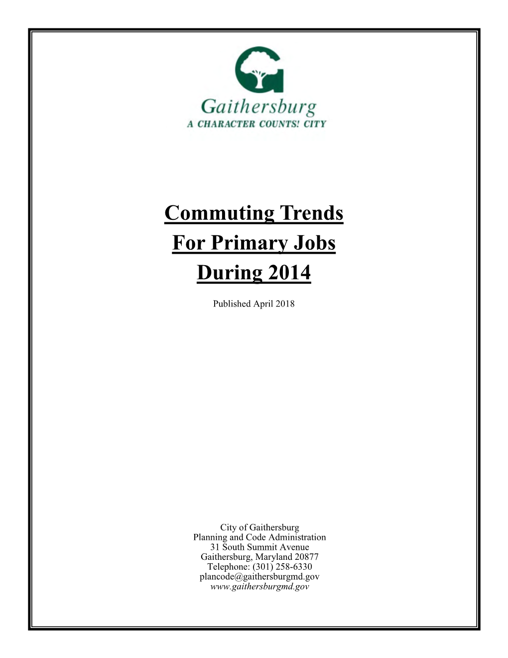 Commuting Trends for Primary Jobs During 2014