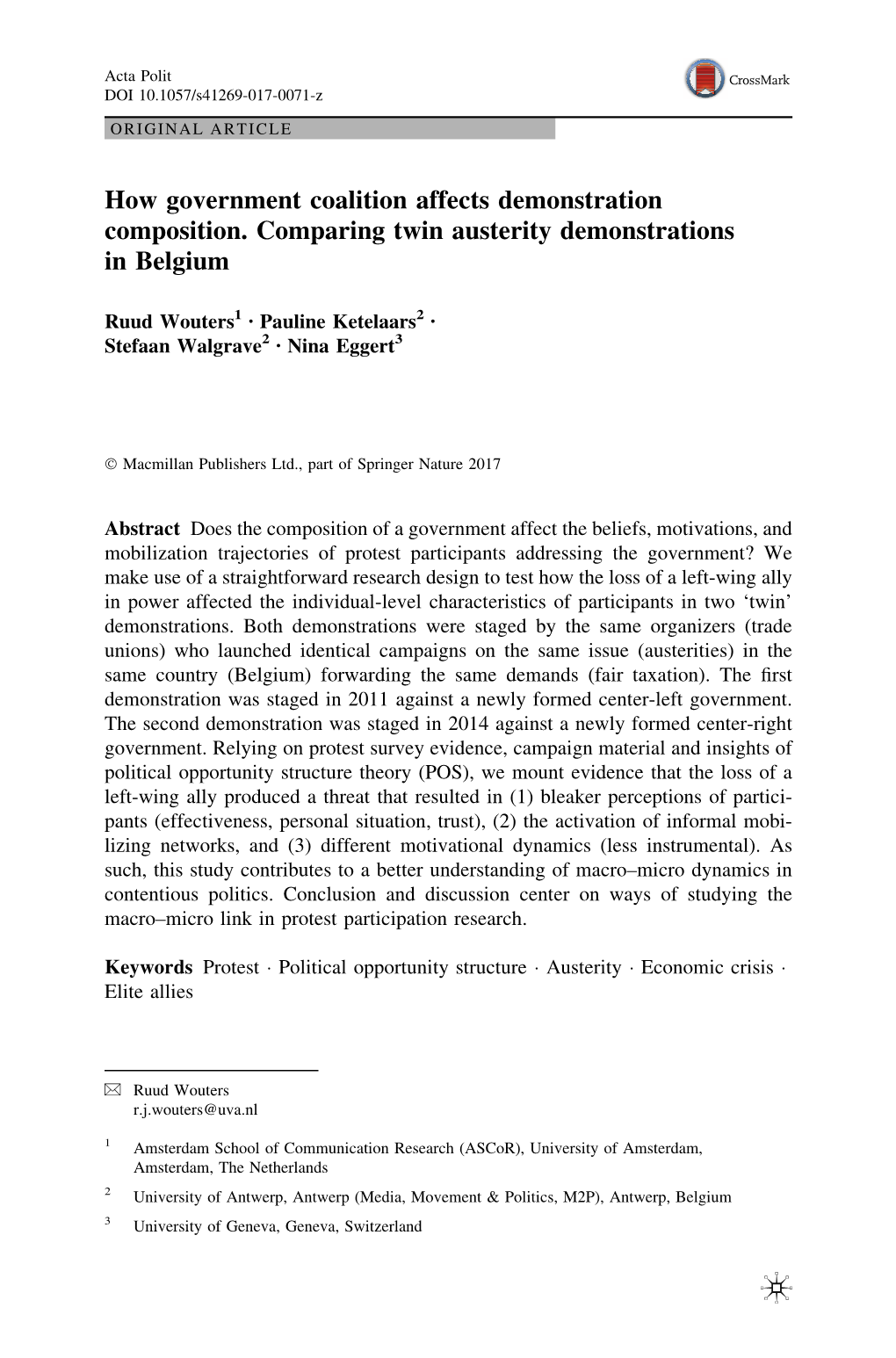 How Government Coalition Affects Demonstration Composition